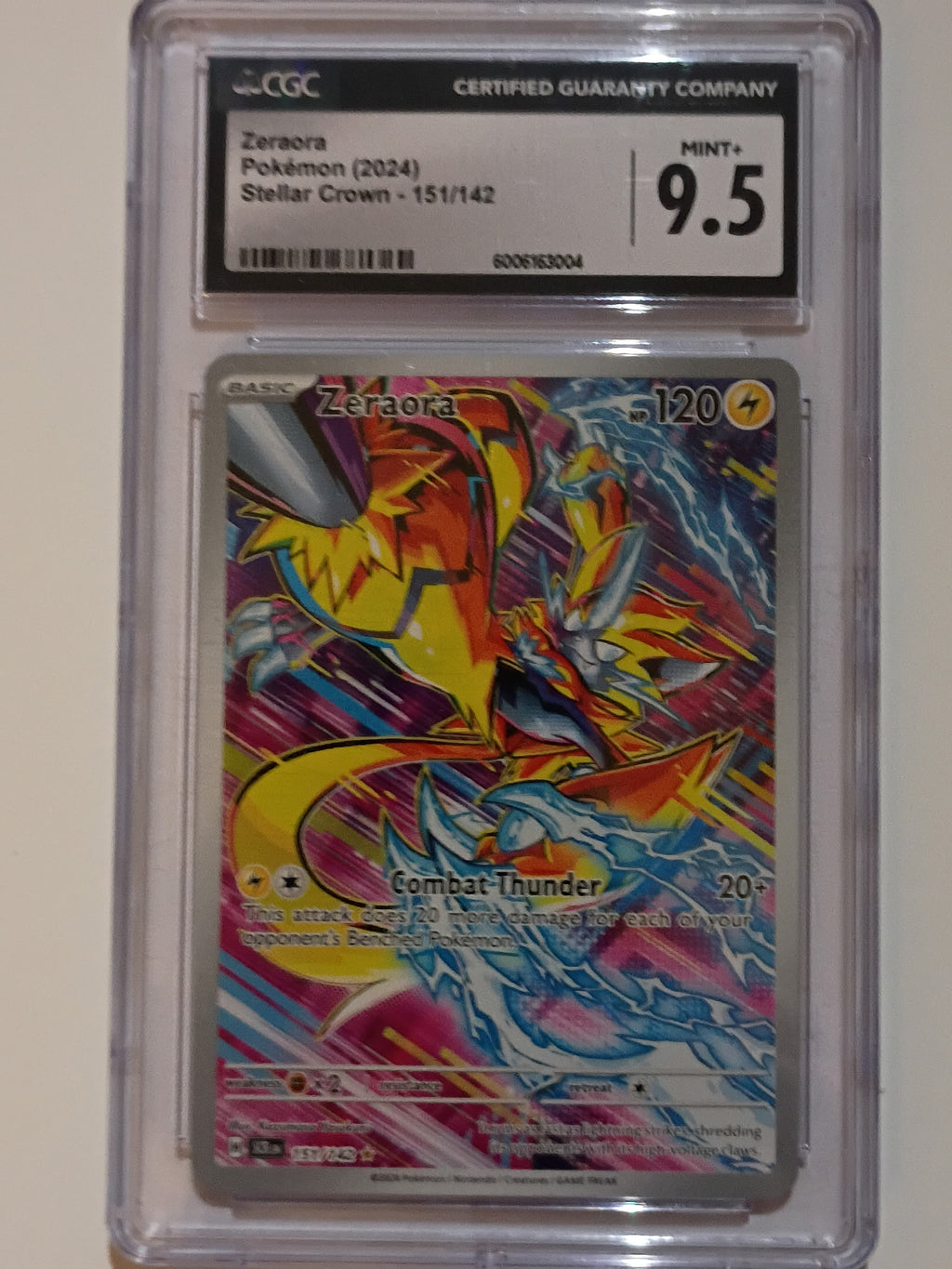 Pokemon 9.5 Zeraora 151/142 Illustration Rare Holo Sv07 Stellar Crown 2024