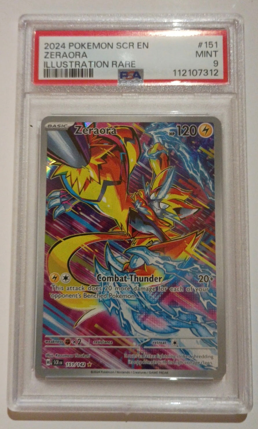 Pokemon PSA 9 Zeraora 151/142 Illustration Rare Holo Sv07 Stellar Crown 2024