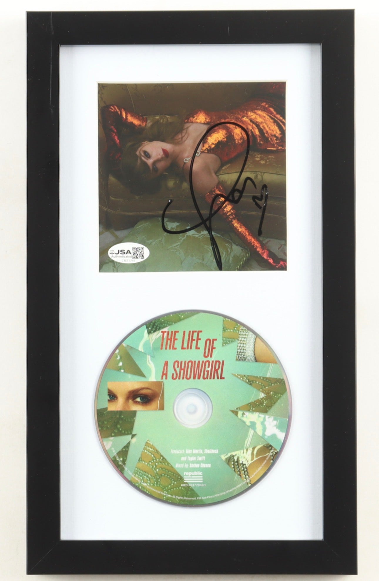 Taylor Swift Signed "The Life of a Showgirl" Custom Framed CD Insert Display (JSA)